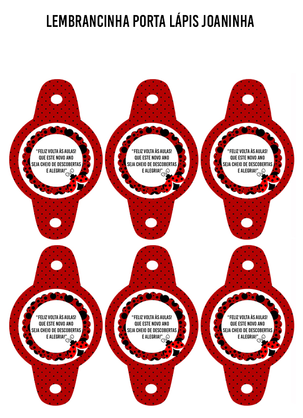 Ponteiras para lápis - Joaninha