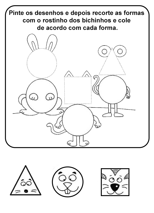 Atividades das Formas Geométricas com pintura e recorte