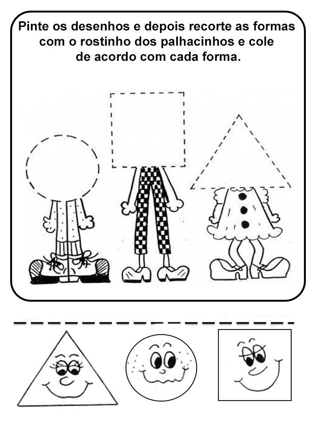 Atividades das Formas Geométricas com pintura e recorte