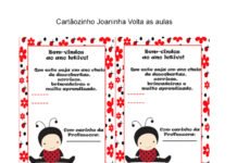 Cartão para alunos tema Joaninha Cartão para alunos tema Joaninha