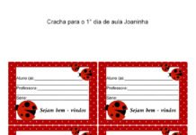 Crachá para alunos tema Joaninha Crachá para alunos tema Joaninha