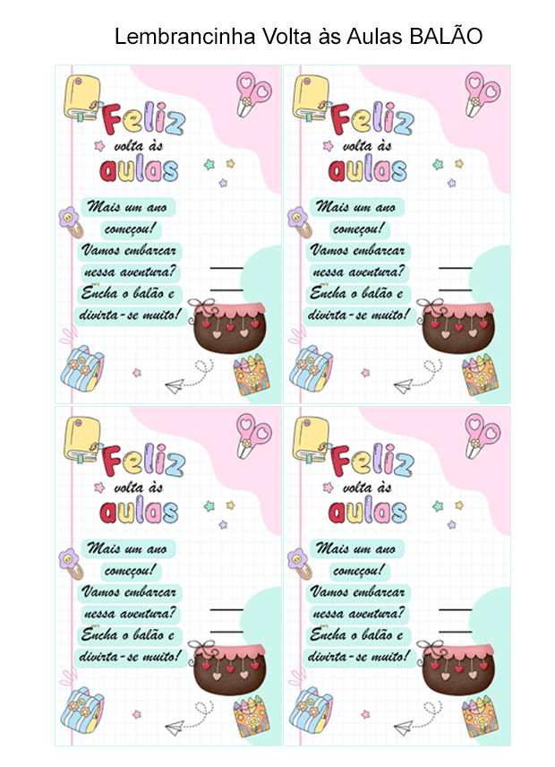 Lembrancinha Volta às Aulas Balão
