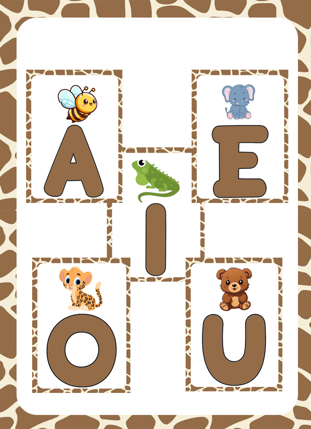 Vogais para imprimir – tema safari