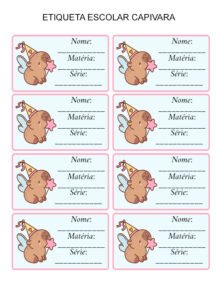 Etiquetas Escolares de Capivara para Imprimir | Cantinho do EVA