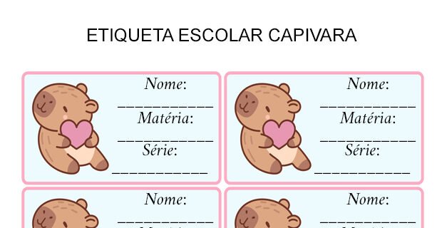 etiquetas para imprimir capivara | Cantinho do EVA