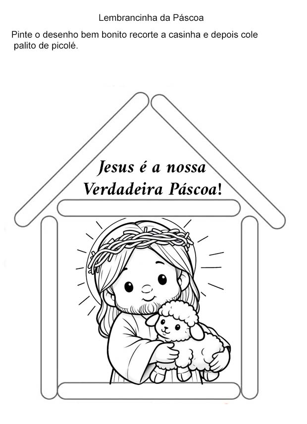 Atividade de Páscoa Cristã - casinha palito de picolé
