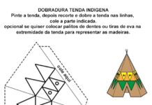 Atividade de dobradura da tenda indígena Atividade de dobradura da tenda indígena