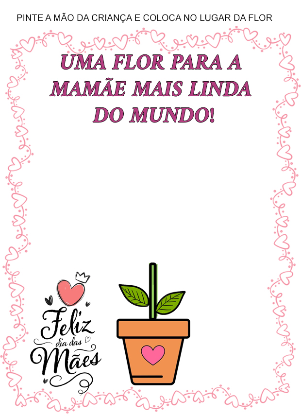 Atividade de pintura com as mãos para o Dia das Mães