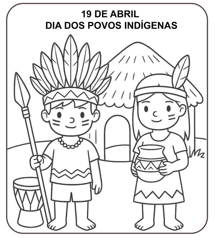 Atividade dia do indio banner para colorir