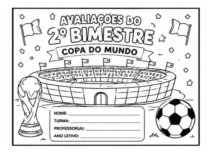 5 Capas de Avaliações do 2º Bimestre – Tema Copa do Mundo