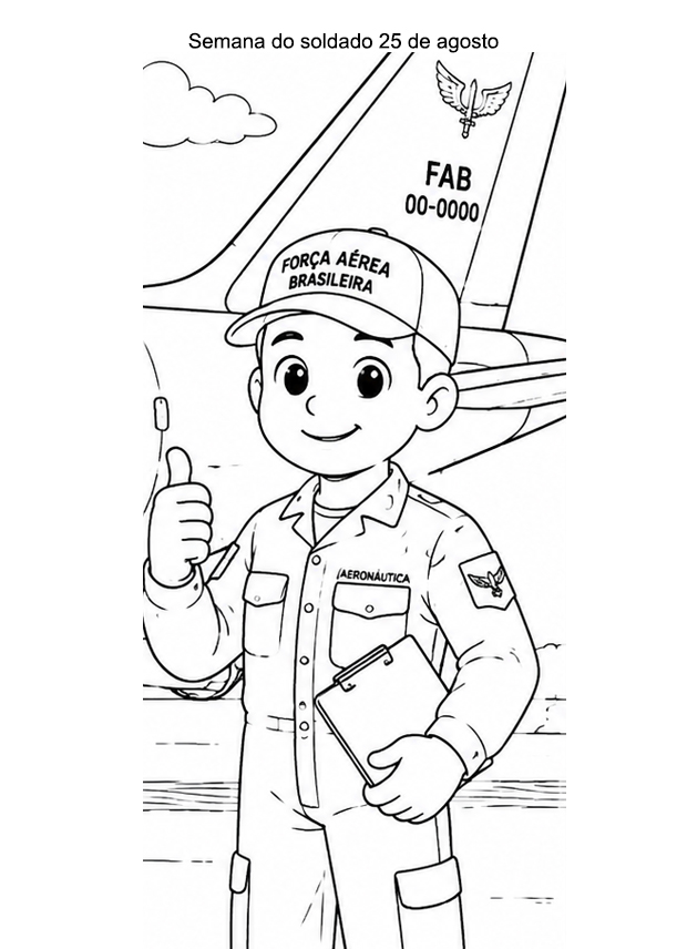 3 Desenhos Dia do Soldado – Aeronáutica para Colorir