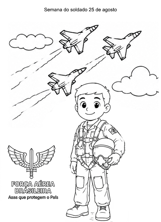 3 Desenhos Dia do Soldado – Aeronáutica para Colorir