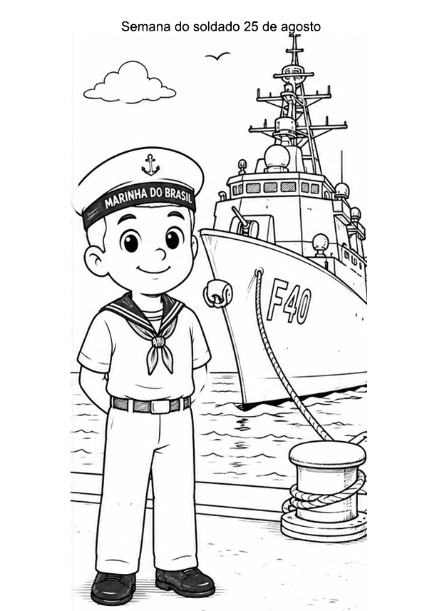 3 Desenhos Dia do Soldado – Marinha para Colorir