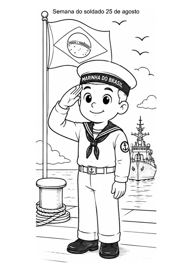 3 Desenhos Dia do Soldado – Marinha para Colorir