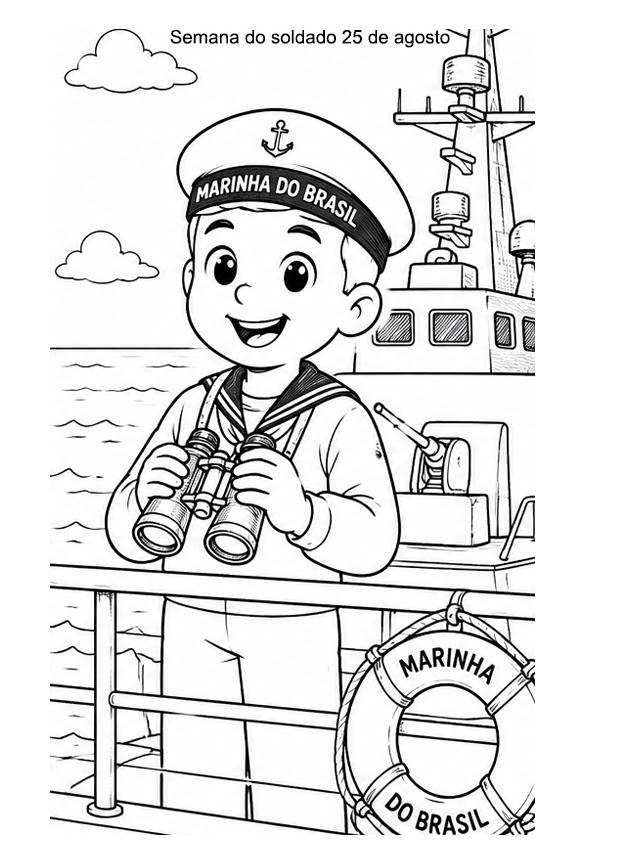 3 Desenhos Dia do Soldado – Marinha para Colorir